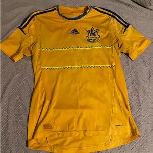 adidas Yellow and Blue Ukraine Soccer Jersey Mens M